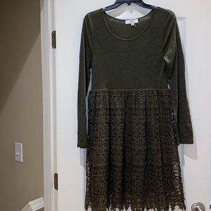 Entro Olive Green Lace Dress